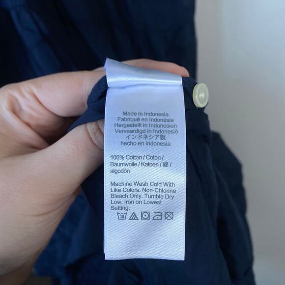 J. CREW Tiered Button-Front Cover-Up Dress in Navy Blue 2022 Size Medium Cotton - Picture 7 of 8